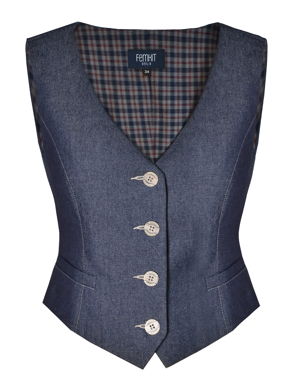 Damenweste Lucy Raw Denim tailliert Vintage Look